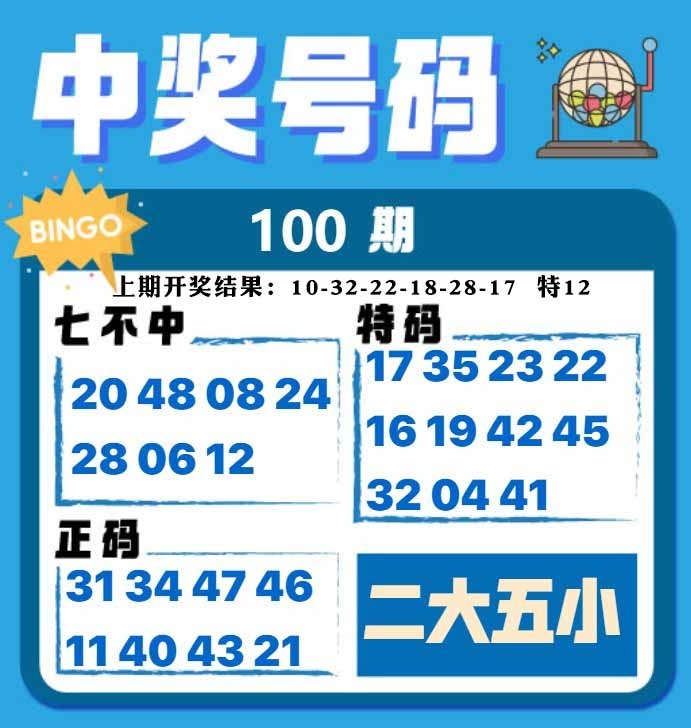 100期中奖号码[图]